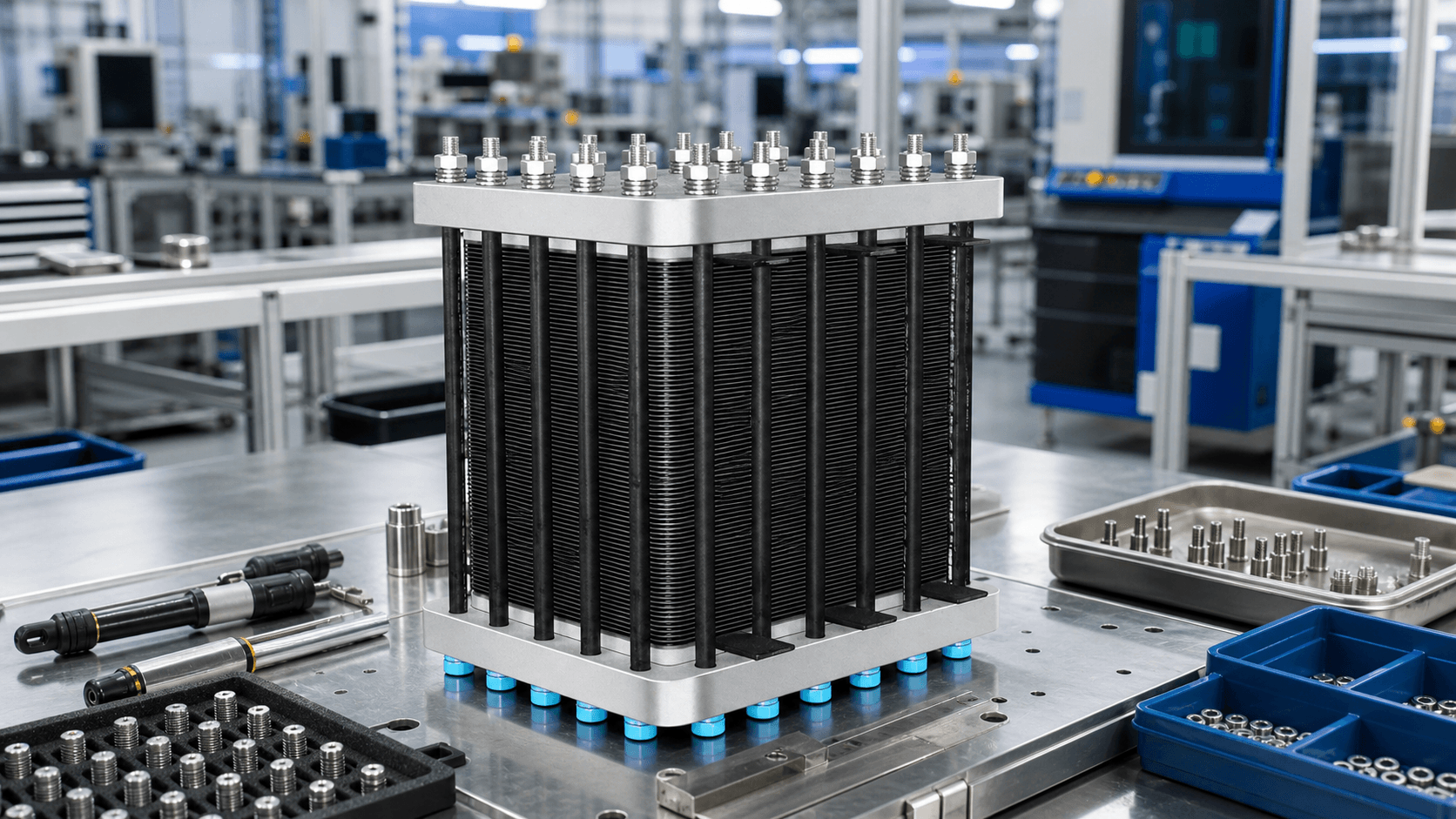industrial hydrogen generator system production in a controlled factory environment