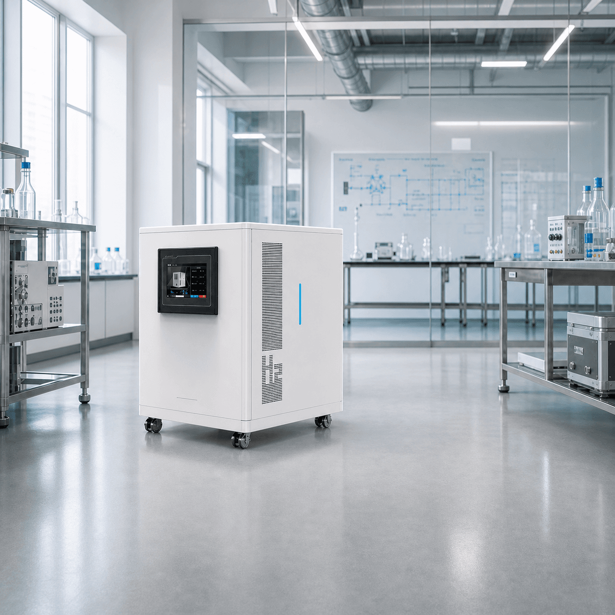hydrogen laboratory equipment with a PEM hydrogen generator in a research setting