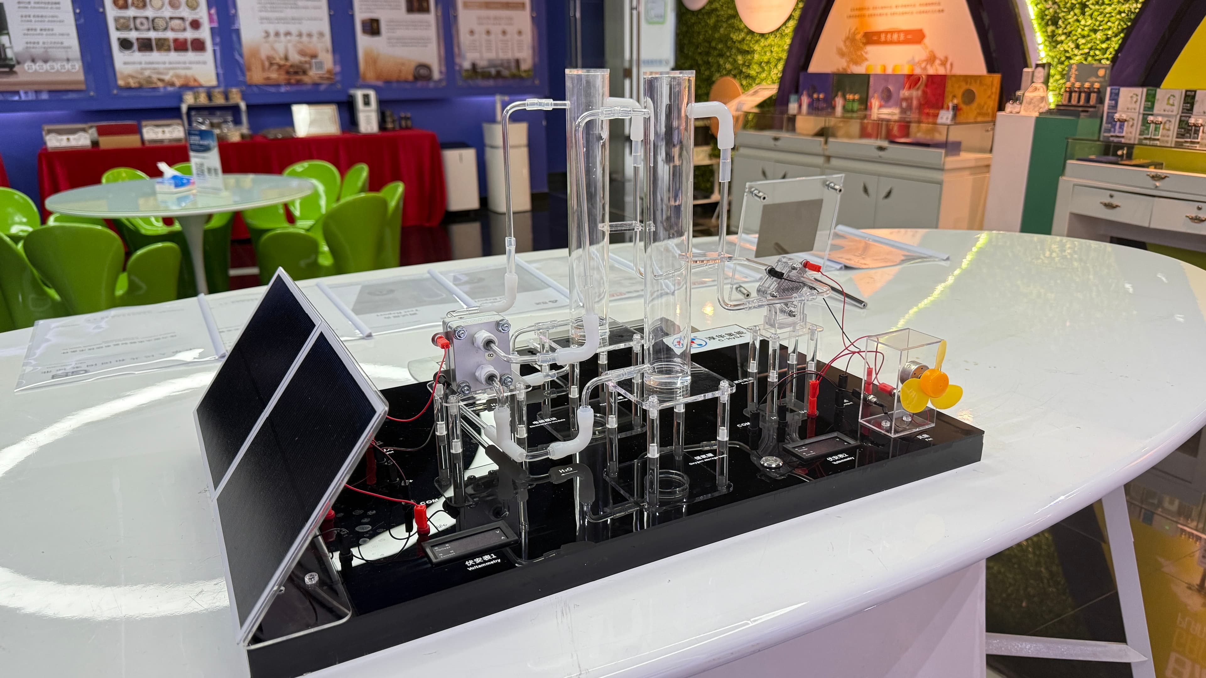 photovoltaic hydrogen teaching equipment with solar panel, electrolyzer and fuel-cell load